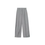 The Frankie Shop Vallsta Tailored Trousers - Grey Melange - Oversized Minimalist Pants in Grey - Shop at Luxury Shoes 
