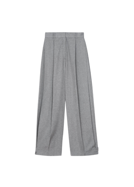 The Frankie Shop Vallsta Tailored Trousers - Grey Melange - Oversized Minimalist Pants in Grey - Shop at Luxury Shoes 