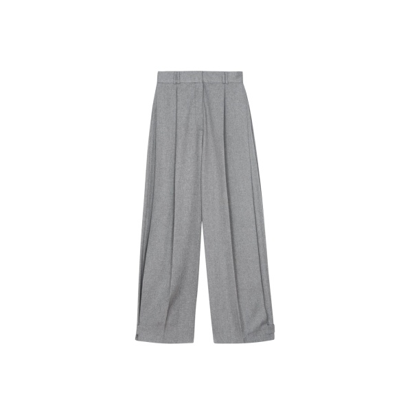 The Frankie Shop Vallsta Tailored Trousers - Grey Melange - Oversized Minimalist Pants in Grey - Shop at Luxury Shoes 