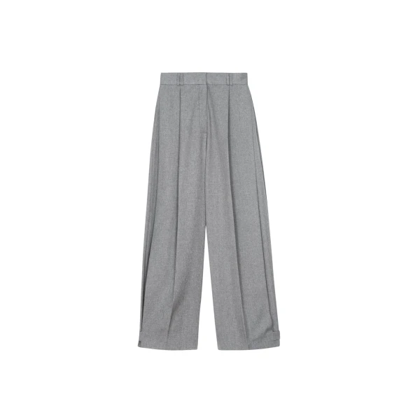 The Frankie Shop Vallsta Tailored Trousers - Grey Melange - Oversized Minimalist Pants in Grey - Shop at Luxury Shoes 