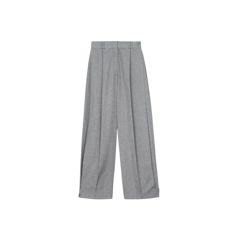 The Frankie Shop Vallsta Tailored Trousers - Grey Melange - Oversized Minimalist Pants in Grey - Shop at Luxury Shoes 