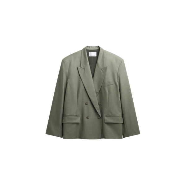 The Frankie Shop Valter Oversized Blazer - Pale Olive - Oversized Minimalist Jackets in Green - Shop at Luxury Shoes 