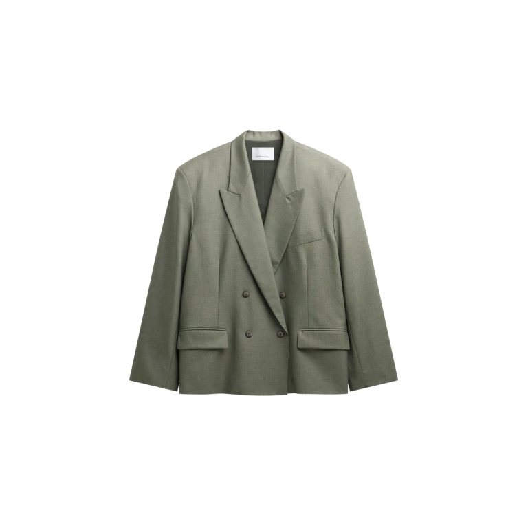 The Frankie Shop Valter Oversized Blazer - Pale Olive - Oversized Minimalist Jackets in Green - Shop at Luxury Shoes 