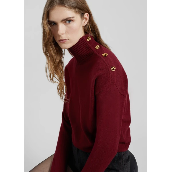 The Frankie Shop Vanille Wool Sweater - Cabernet - Oversized Minimalist Knitwear in Red - Shop at Luxury Shoes 