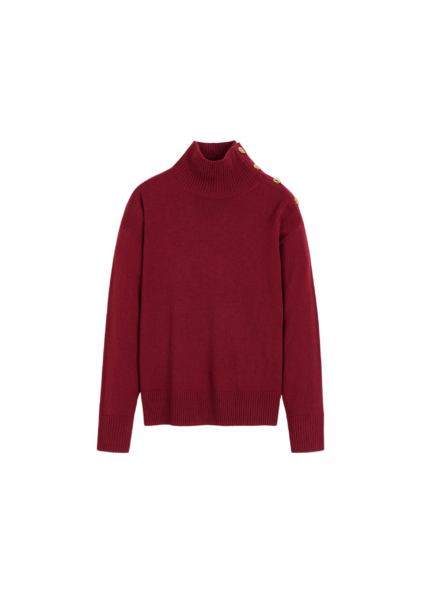 The Frankie Shop Vanille Wool Sweater - Cabernet - Oversized Minimalist Knitwear in Red - Shop at Luxury Shoes 