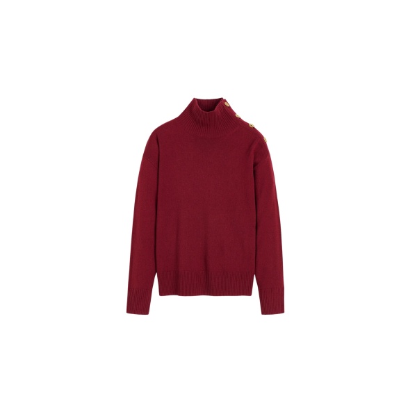 The Frankie Shop Vanille Wool Sweater - Cabernet - Oversized Minimalist Knitwear in Red - Shop at Luxury Shoes 