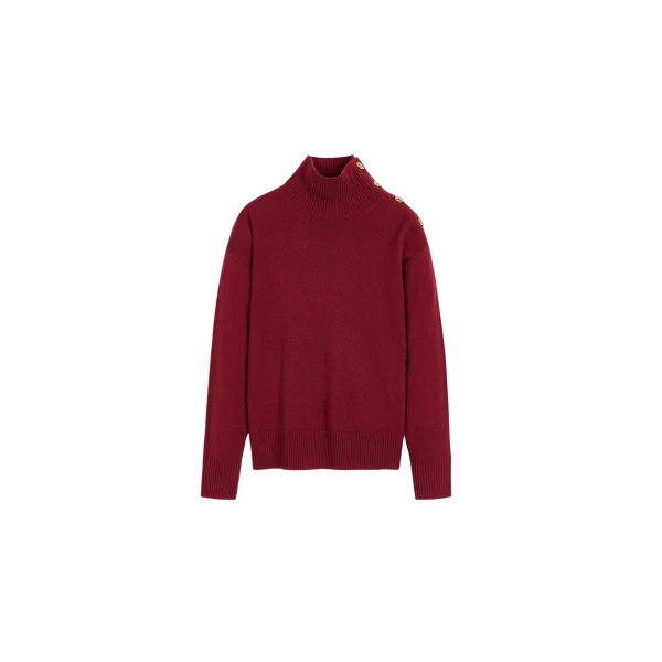 The Frankie Shop Vanille Wool Sweater - Cabernet - Oversized Minimalist Knitwear in Red - Shop at Luxury Shoes 