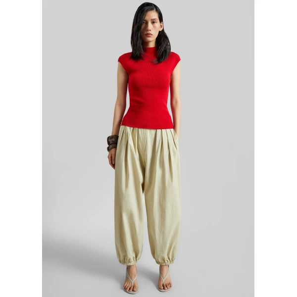 The Frankie Shop Vannes Balloon Pants - Beige - Oversized Minimalist Pants in Beige - Shop at Luxury Shoes 