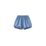 The Frankie Shop Varzy Denim Bubble-Hem Shorts - Medium Wash - Oversized Minimalist Shorts in Grey - Shop at Luxury Shoes 