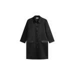 The Frankie Shop Vavin Satin Long Jacket - Black - Oversized Minimalist Jackets in Black - Shop at Luxury Shoes 