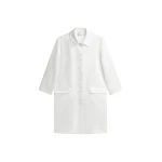 The Frankie Shop Vavin Satin Long Jacket - White - Oversized Minimalist Jackets in White - Shop at Luxury Shoes 