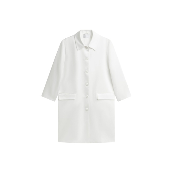 The Frankie Shop Vavin Satin Long Jacket - White - Oversized Minimalist Jackets in White - Shop at Luxury Shoes 