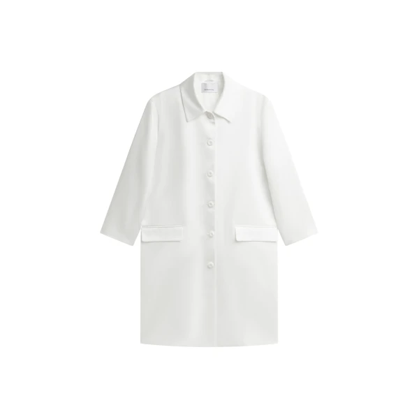 The Frankie Shop Vavin Satin Long Jacket - White - Oversized Minimalist Jackets in White - Shop at Luxury Shoes 
