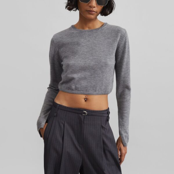 The Frankie Shop Veer Zip Cropped Sweater – Grey, view 2