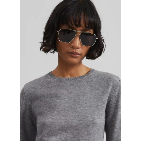 The Frankie Shop Veer Zip Cropped Sweater - Grey - Oversized Minimalist Knitwear in Grey - Shop at Luxury Shoes 