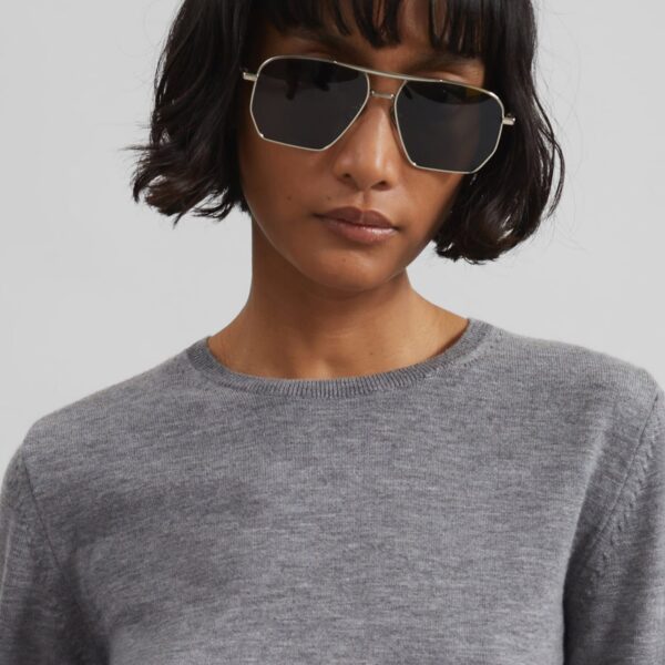 The Frankie Shop Veer Zip Cropped Sweater – Grey, view 3