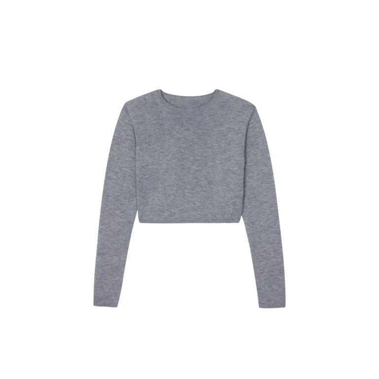 The Frankie Shop Veer Zip Cropped Sweater - Grey - Oversized Minimalist Knitwear in Grey - Shop at Luxury Shoes 