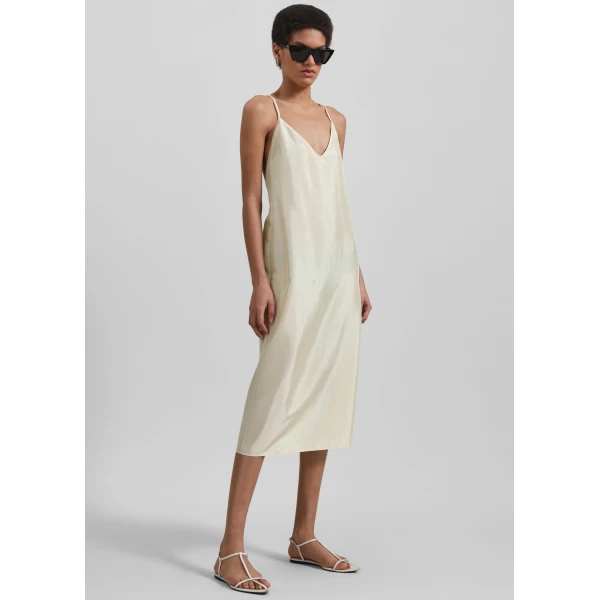 The Frankie Shop Vence Slip Dress - Pale Yellow - Oversized Minimalist Dresses in Yellow - Shop at Luxury Shoes 