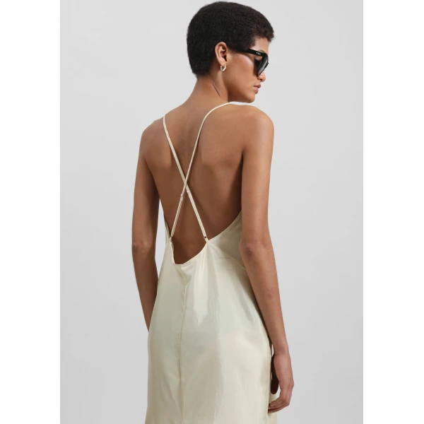 The Frankie Shop Vence Slip Dress - Pale Yellow - Oversized Minimalist Dresses in Yellow - Shop at Luxury Shoes 