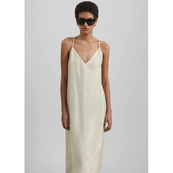 The Frankie Shop Vence Slip Dress - Pale Yellow - Oversized Minimalist Dresses in Yellow - Shop at Luxury Shoes 