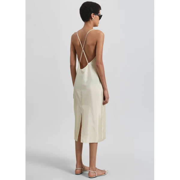 The Frankie Shop Vence Slip Dress - Pale Yellow - Oversized Minimalist Dresses in Yellow - Shop at Luxury Shoes 