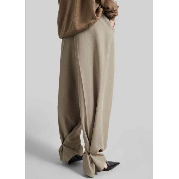 The Frankie Shop Venlo Pleated Trousers - Beige - Oversized Minimalist Pants in Beige - Shop at Luxury Shoes 