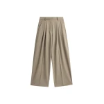 The Frankie Shop Venlo Pleated Trousers - Beige - Oversized Minimalist Pants in Beige - Shop at Luxury Shoes 