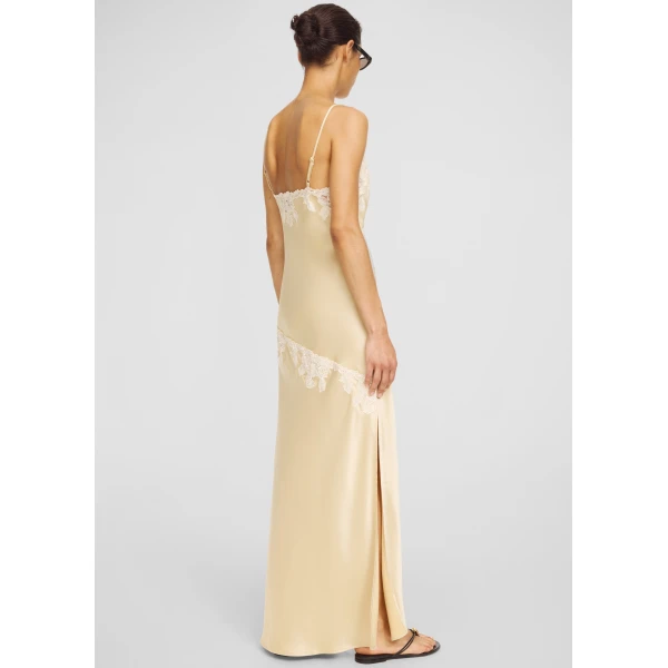 The Frankie Shop Vera Satin Maxi Dress - Vanilla Cream - Oversized Minimalist Dresses in Ivory - Shop at Luxury Shoes 