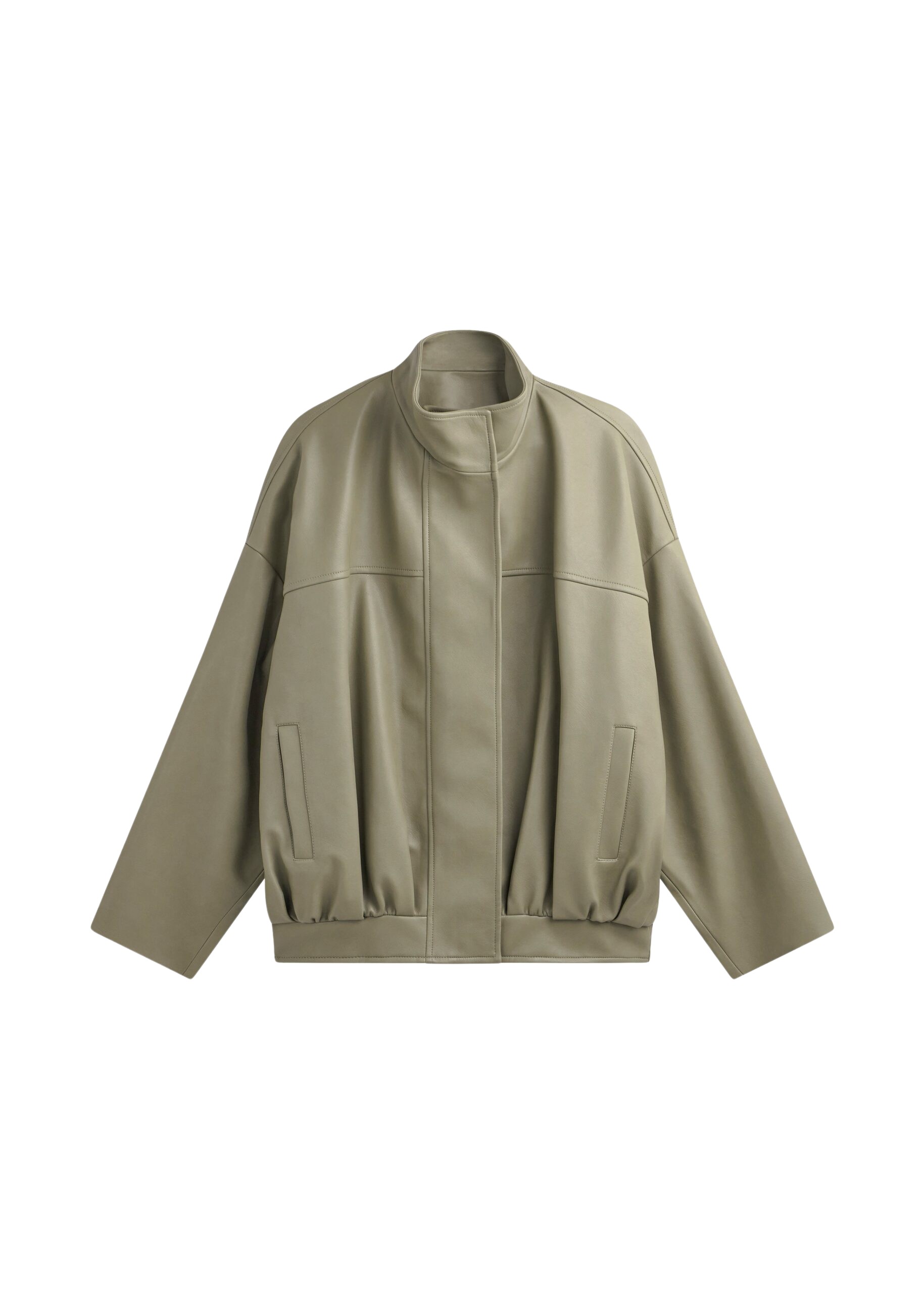 The Frankie Shop Veren Faux Leather Bomber Jacket – Sage
