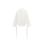 The Frankie Shop Verlin Sheer Chiffon Tie Cuff Shirt - White - Oversized Minimalist Tops in White - Shop at Luxury Shoes 