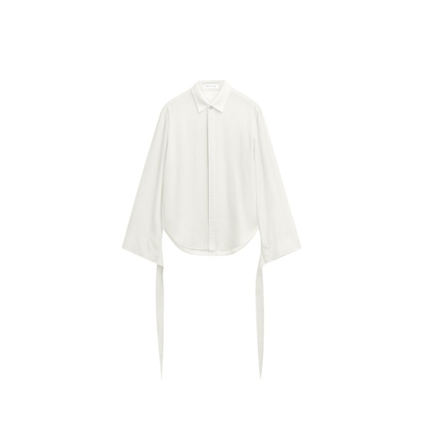 The Frankie Shop Verlin Sheer Chiffon Tie Cuff Shirt - White - Oversized Minimalist Tops in White - Shop at Luxury Shoes 