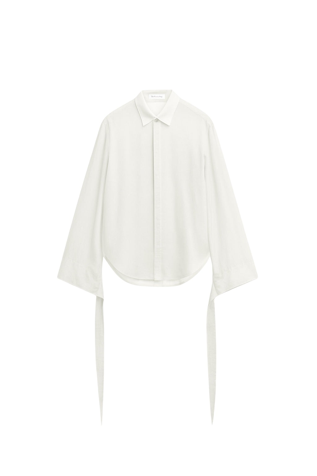 The Frankie Shop Verlin Sheer Chiffon Tie Cuff Shirt - White - Oversized Minimalist Tops in White - Shop at Luxury Shoes 