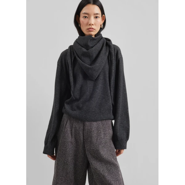 The Frankie Shop Vermont Scarf Sweater - Charcoal - Oversized Minimalist Knitwear in Grey - Shop at Luxury Shoes 