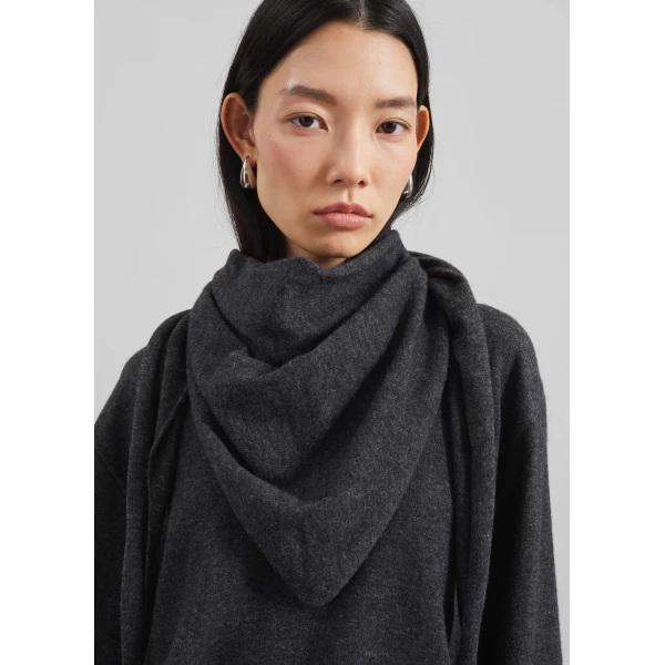 The Frankie Shop Vermont Scarf Sweater - Charcoal - Oversized Minimalist Knitwear in Grey - Shop at Luxury Shoes 
