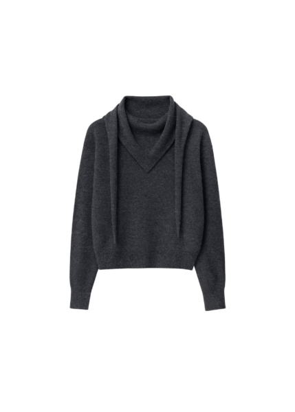 The Frankie Shop Vermont Scarf Sweater - Charcoal - Oversized Minimalist Knitwear in Grey - Shop at Luxury Shoes 