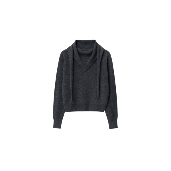 The Frankie Shop Vermont Scarf Sweater - Charcoal - Oversized Minimalist Knitwear in Grey - Shop at Luxury Shoes 