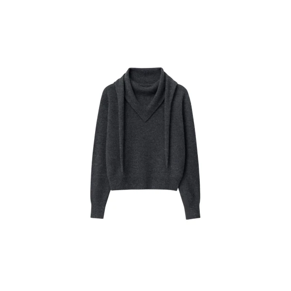 The Frankie Shop Vermont Scarf Sweater - Charcoal - Oversized Minimalist Knitwear in Grey - Shop at Luxury Shoes 