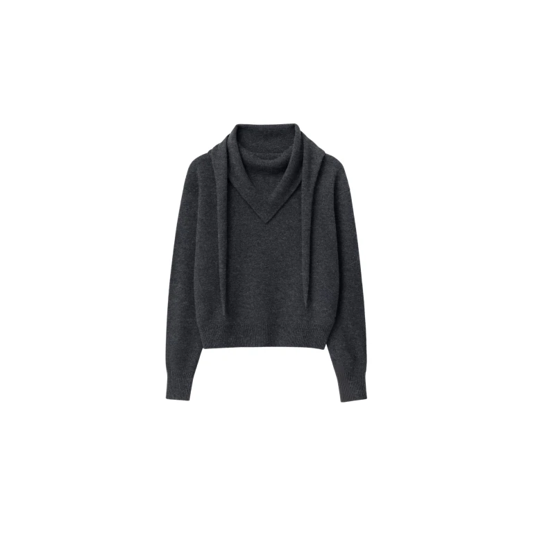 The Frankie Shop Vermont Scarf Sweater - Charcoal - Oversized Minimalist Knitwear in Grey - Shop at Luxury Shoes 