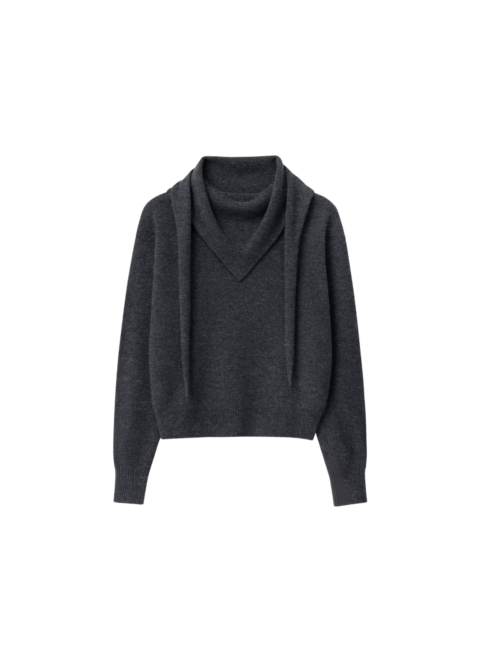 The Frankie Shop Vermont Scarf Sweater - Charcoal - Oversized Minimalist Knitwear in Grey - Shop at Luxury Shoes 