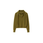 The Frankie Shop Vermont Scarf Sweater - Olive - Oversized Minimalist Knitwear in Green - Shop at Luxury Shoes 