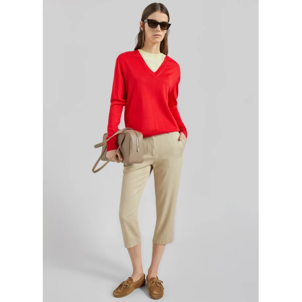 The Frankie Shop Vernon Layered Knit Pullover - Red - Oversized Minimalist Knitwear in Red - Shop at Luxury Shoes 