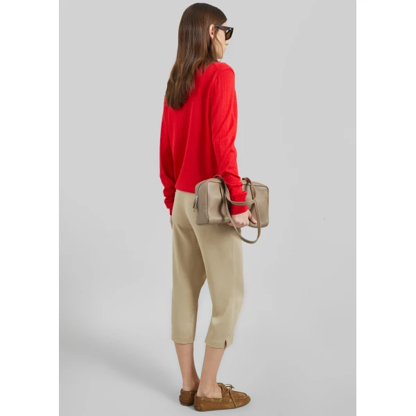 The Frankie Shop Vernon Layered Knit Pullover - Red - Oversized Minimalist Knitwear in Red - Shop at Luxury Shoes 