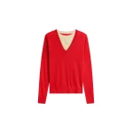 The Frankie Shop Vernon Layered Knit Pullover - Red - Oversized Minimalist Knitwear in Red - Shop at Luxury Shoes 