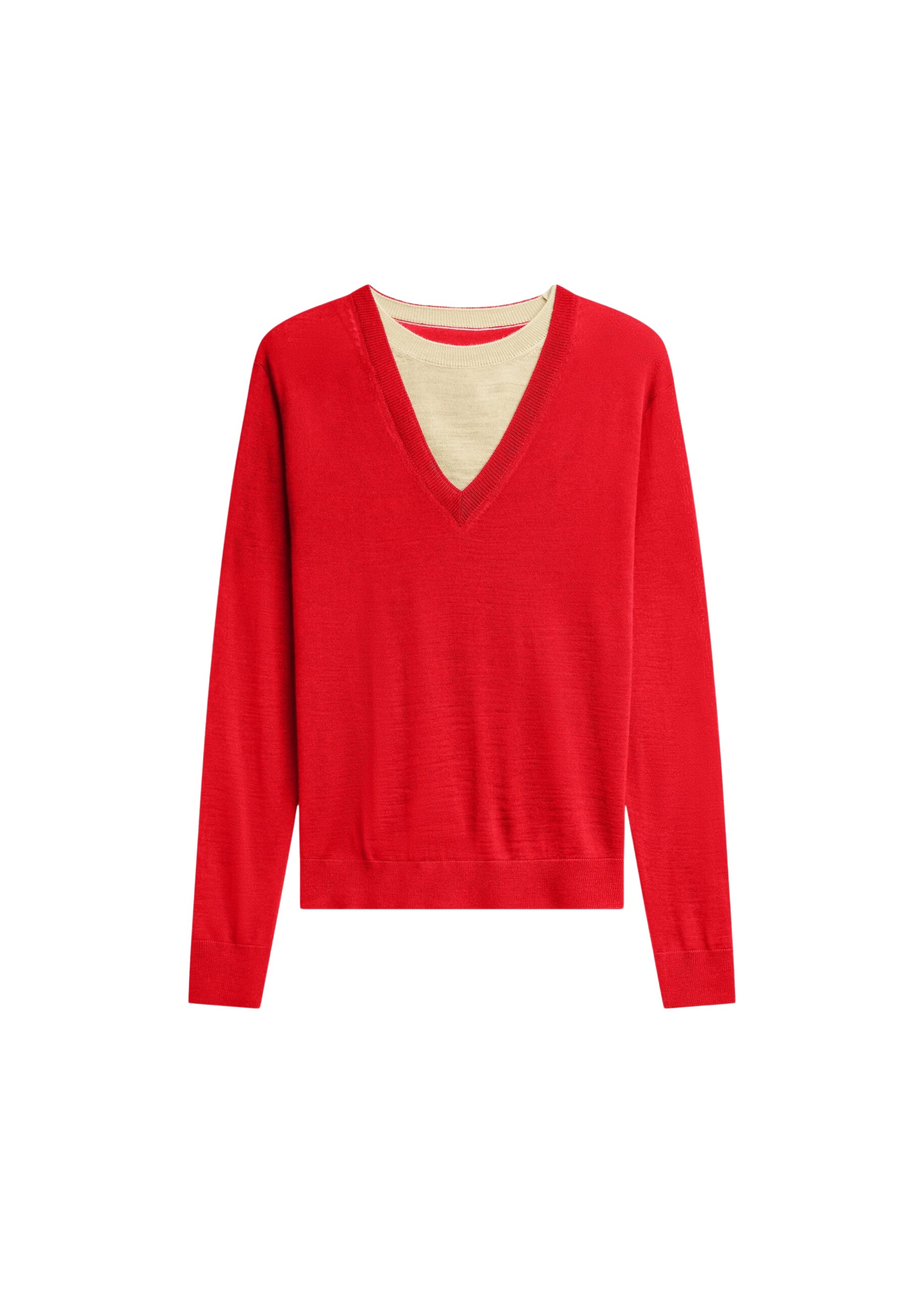 The Frankie Shop Vernon Layered Knit Pullover – Red