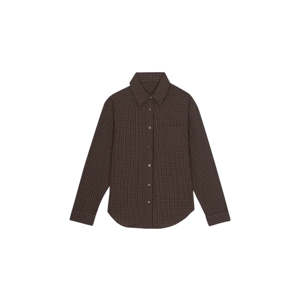 The Frankie Shop Vesta Cotton Shirt - Brown Plaid - Oversized Minimalist Tops in Multicolour - Shop at Luxury Shoes 