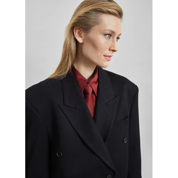 The Frankie Shop Vester Double-Breasted Blazer - Black - Oversized Minimalist Jackets in Black - Shop at Luxury Shoes 