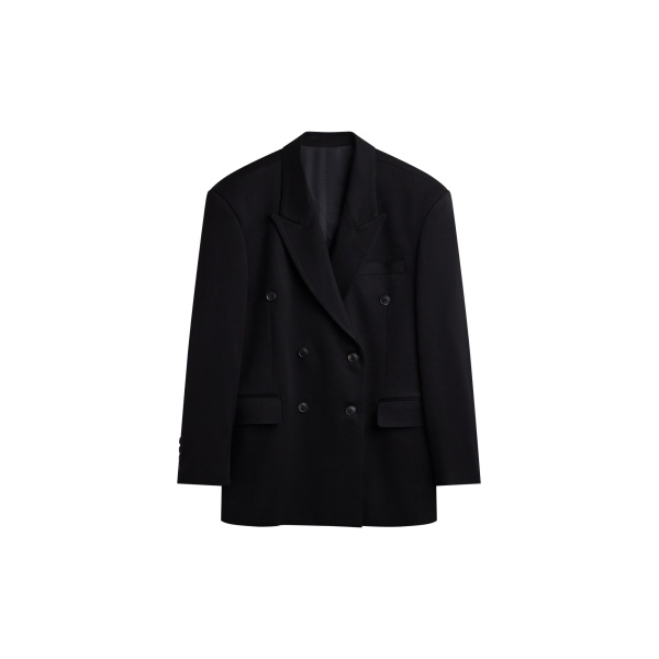 The Frankie Shop Vester Double-Breasted Blazer - Black - Oversized Minimalist Jackets in Black - Shop at Luxury Shoes 
