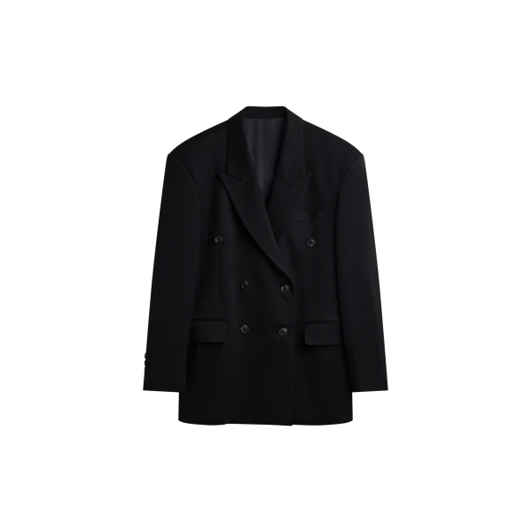 The Frankie Shop Vester Double-Breasted Blazer - Black - Oversized Minimalist Jackets in Black - Shop at Luxury Shoes 