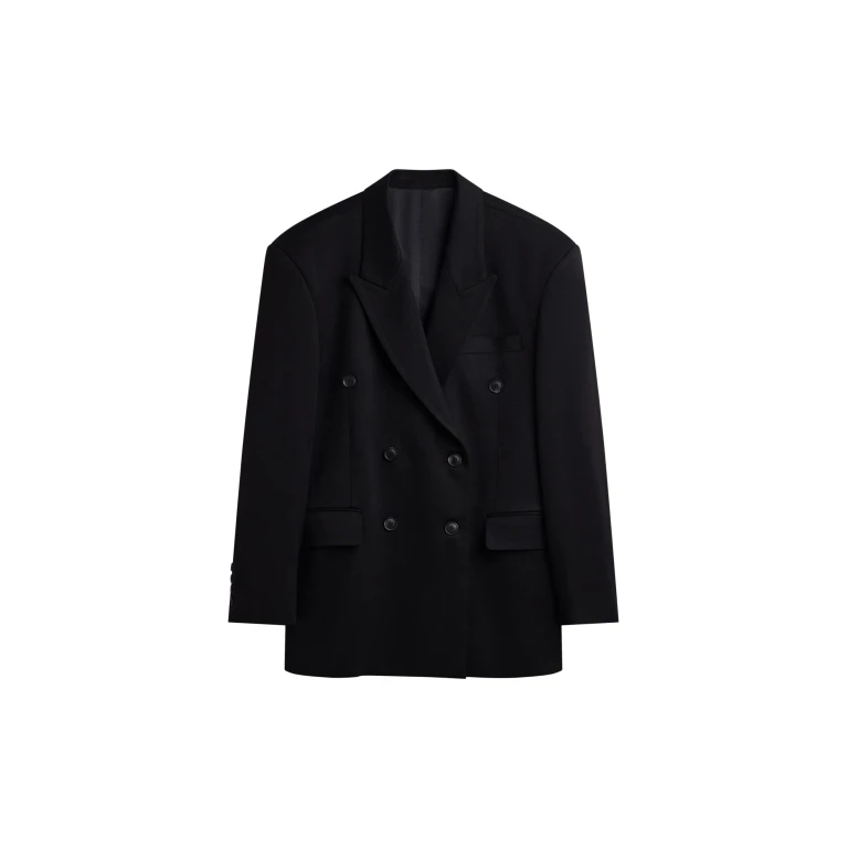 The Frankie Shop Vester Double-Breasted Blazer - Black - Oversized Minimalist Jackets in Black - Shop at Luxury Shoes 