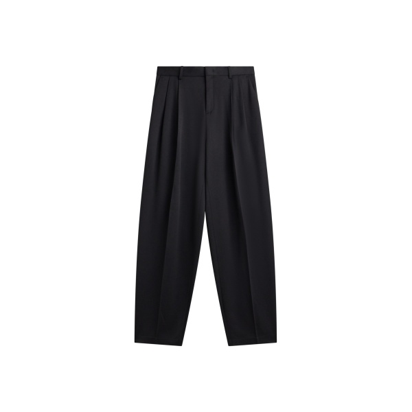 The Frankie Shop Vester Pleated Trousers - Black - Oversized Minimalist Pants in Black - Shop at Luxury Shoes 